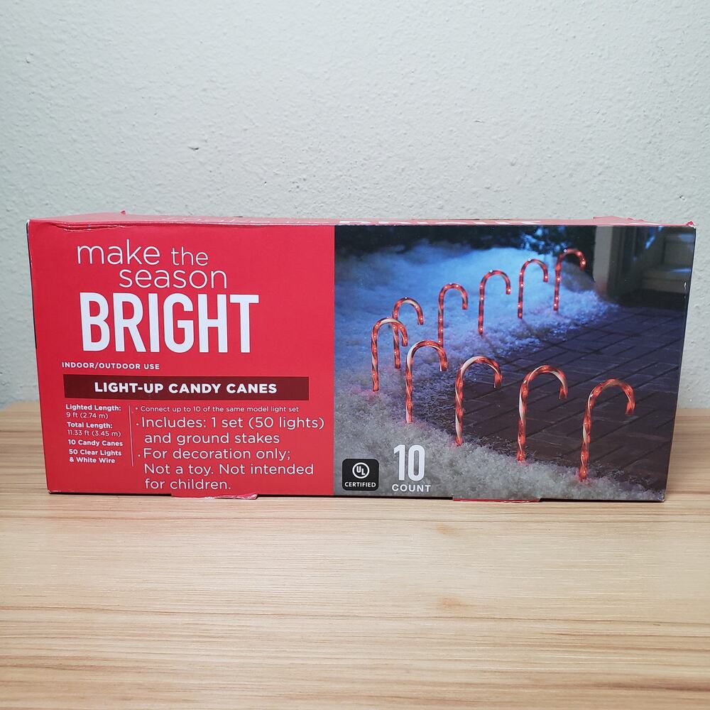 Make The Season Bright Light Up Candy Canes‎ Indoor Outdoor Christmas Lights NWT